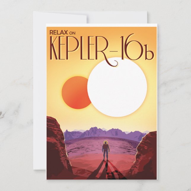 Kepler-16b: Binary Solar Sunset Fine Art Space Invitation (Front)