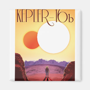 Kepler-16b: Binary Solar Sunset Fine Art Space Magnet