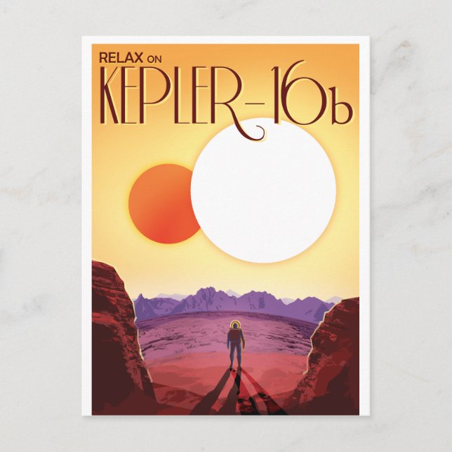 Kepler-16b: Binary Solar Sunset Fine Art Space Postcard (Front)