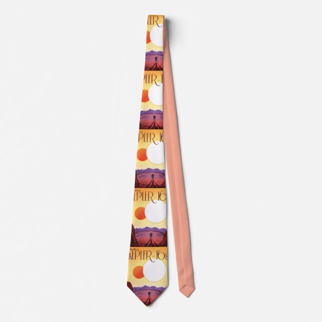 Kepler-16b: Binary Solar Sunset Fine Art Space Tie (Front)