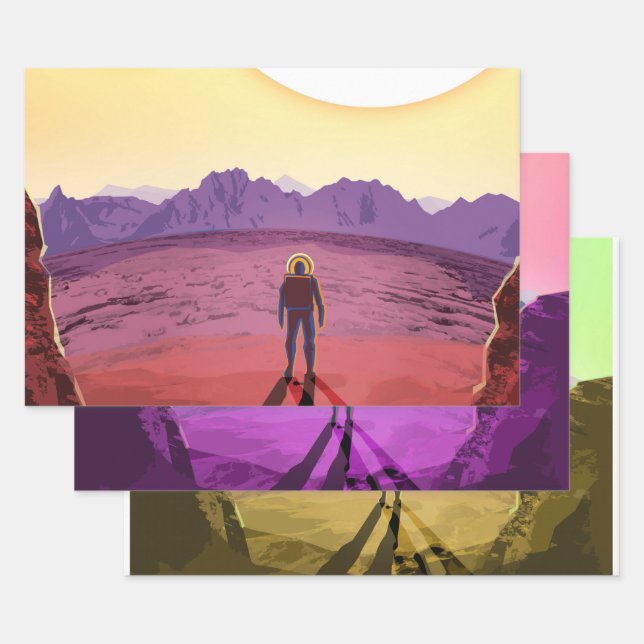 Kepler Space Travel Destination Planet Adventure Wrapping Paper Sheet (Set)