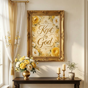Kept By God Yellow & White Floral Wall Art