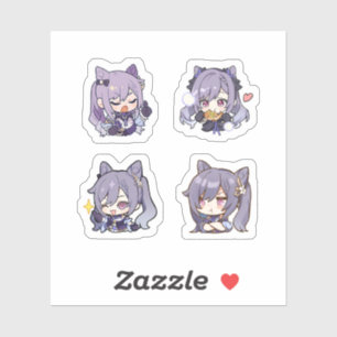 Keqing Genshin Impact 4 Pack Sticker Sheet