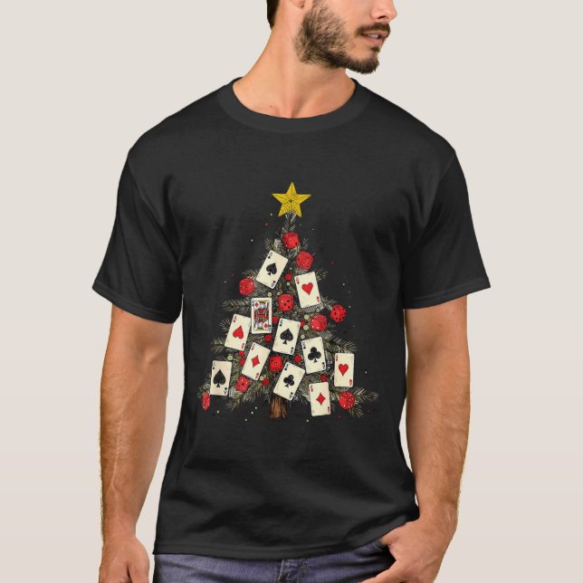 Ker Cards Christmas Tree Gambling Funny Xmas Men  T-Shirt (Front)