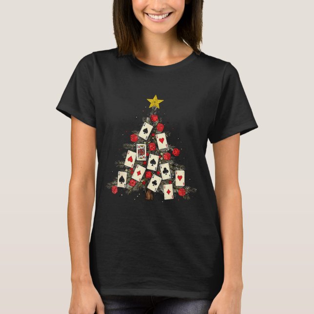 Ker Cards Christmas Tree Gambling Funny Xmas Men  T-Shirt (Front)