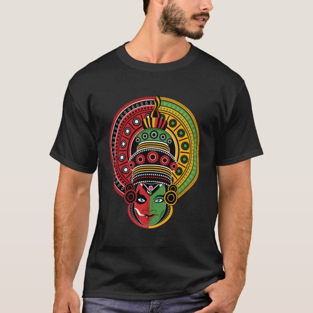 Kerala Culture The Two Faces Of Theyyam And Kathak T-Shirt (Front)