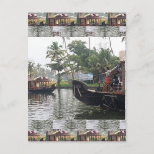 KERALA India RIVER Boats Postcard