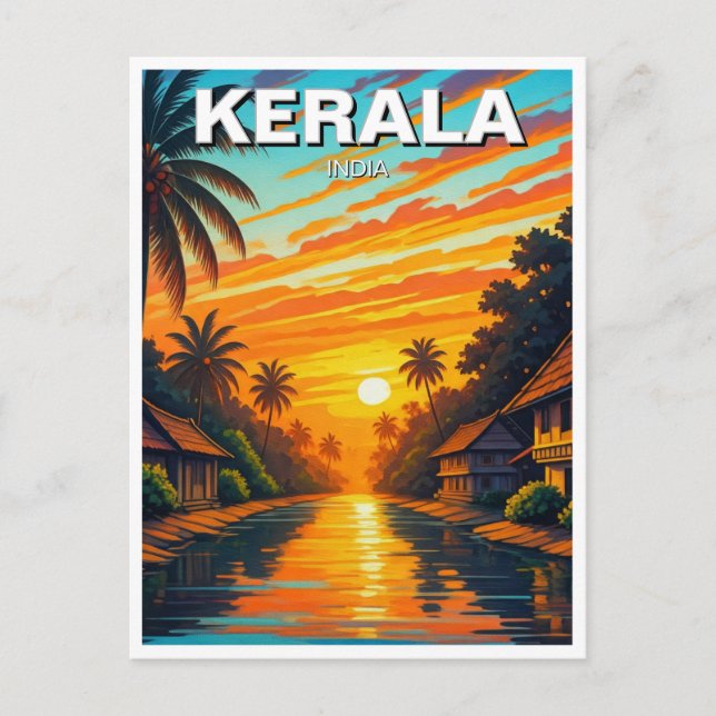 Kerala India Sunset Postcard (Front)