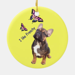 Keramik Anhänger französische Bulldogge Ceramic Tree Decoration