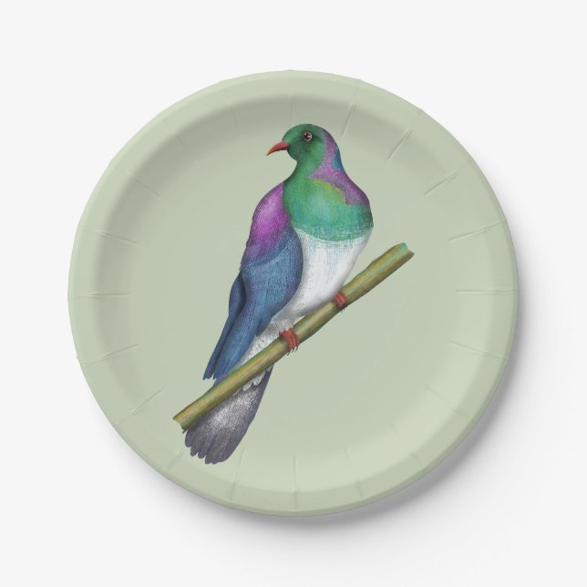 Kereru Wood pigeon Paper Plate (Front)