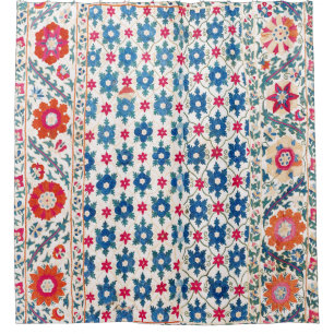 Kermina Suzani Uzbekistan Embroidery Print Shower Curtain
