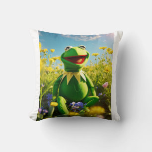 Kermit the frog, happy, light. cushion
