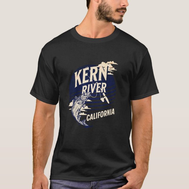 Kern River California Fly Fishing Retro Trout Fish T-Shirt (Front)