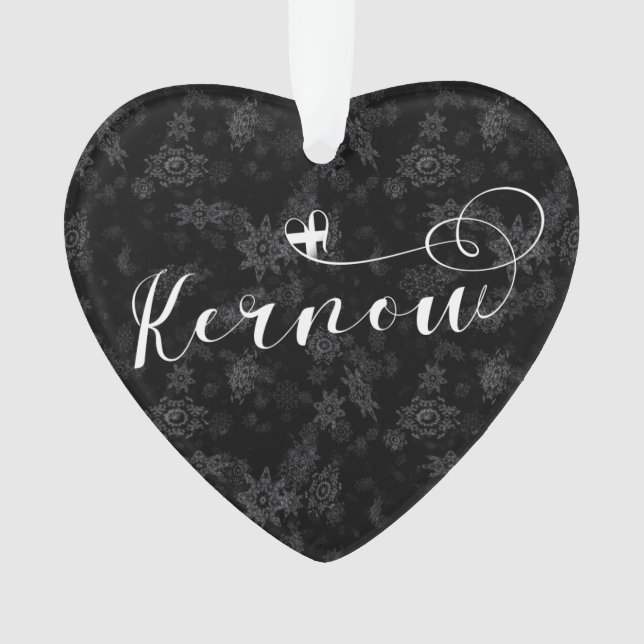 Kernow Flag in Heart, Cornish, Cornwall Ornament (Front)