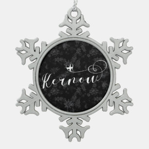 Kernow Flag in Heart, Cornish, Cornwall Snowflake Pewter Christmas Ornament