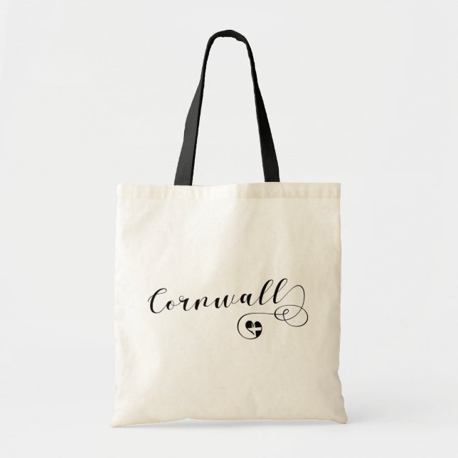 Kernow Flag in Heart, Cornish, Cornwall Tote Bag (Front)