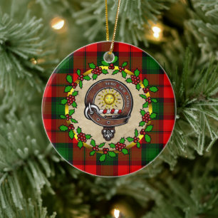 Kerr Clan Badge & Tartan Personalised Xmas Ceramic Tree Decoration