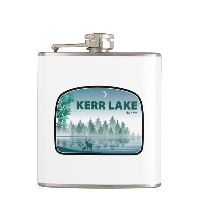Kerr Lake Virginia North Carolina Deer Hip Flask (Front)