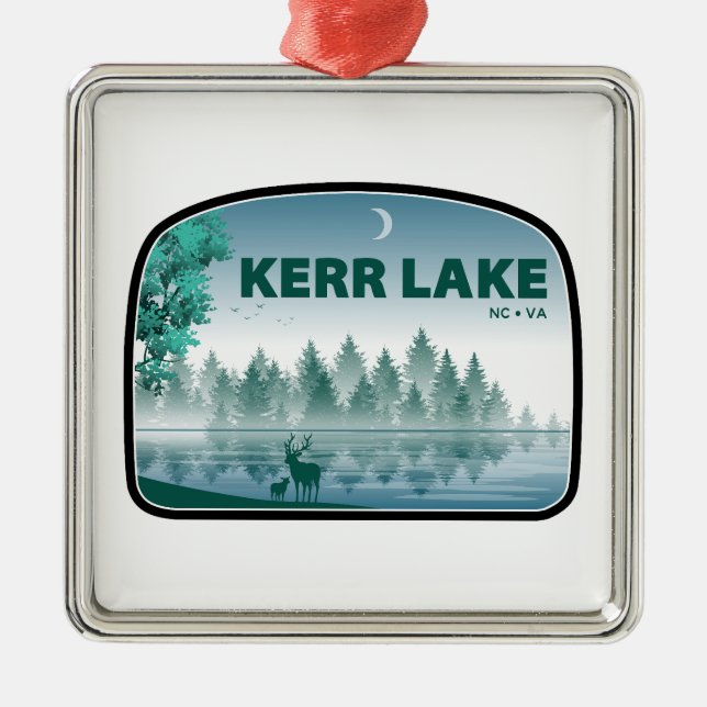 Kerr Lake Virginia North Carolina Deer Metal Tree Decoration (Front)