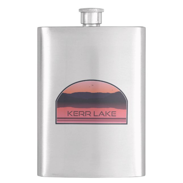 Kerr Lake Virginia North Carolina Red Sunrise Hip Flask (Front)