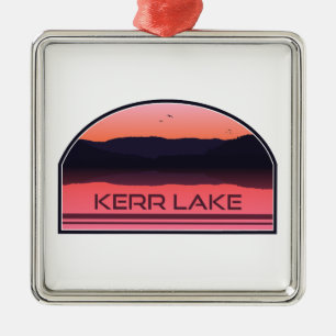 Kerr Lake Virginia North Carolina Red Sunrise Metal Tree Decoration