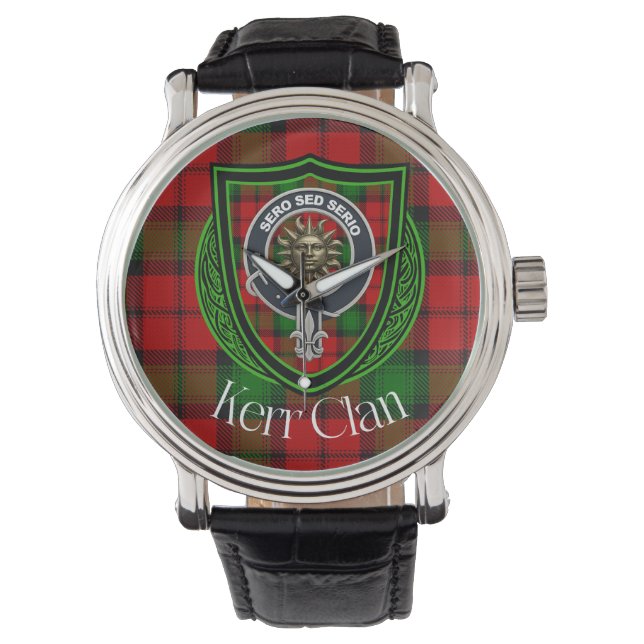 Kerr Scottish Clan Tartan & Crest Watch (Front)