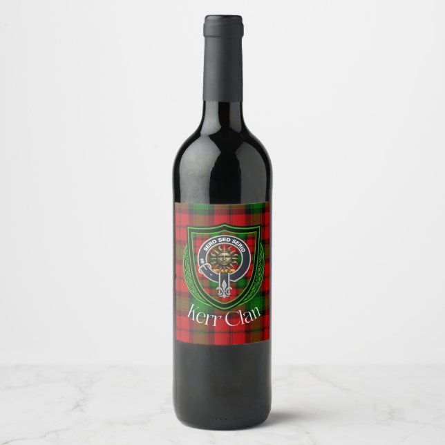 Kerr Scottish Clan Tartan & Crest Wine Label (Front)