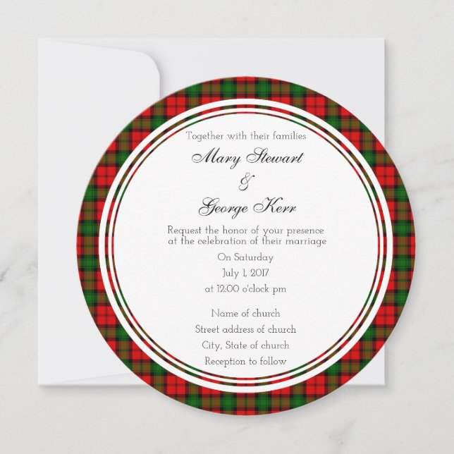 Kerr Scottish Wedding Round Invitation (Front)
