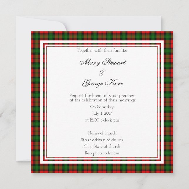Kerr Scottish Wedding Square Invitation (Front)