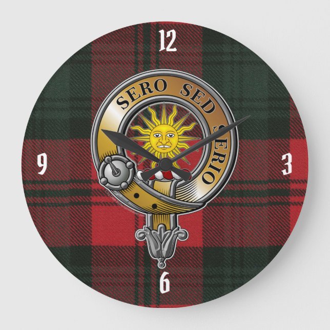Kerr Tartan & Badge Large Clock (Front)
