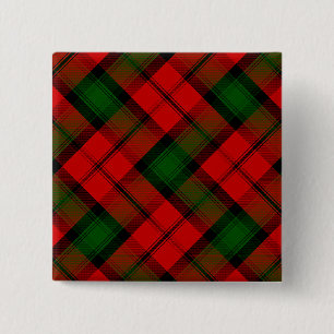 Kerr tartan red green plaid 15 cm square badge