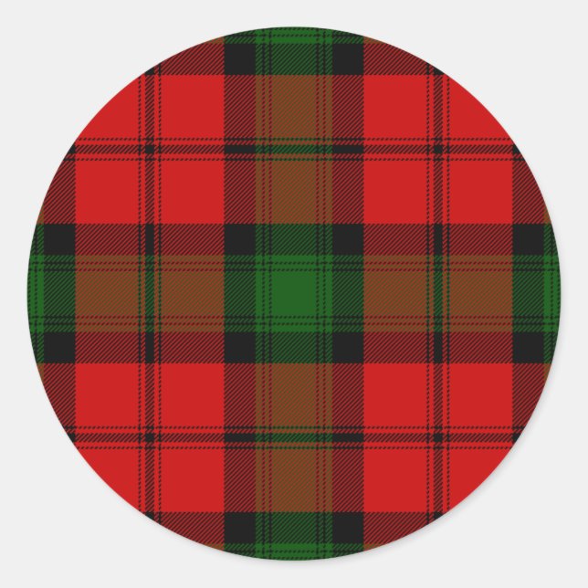 Kerr tartan red green plaid classic round sticker (Front)