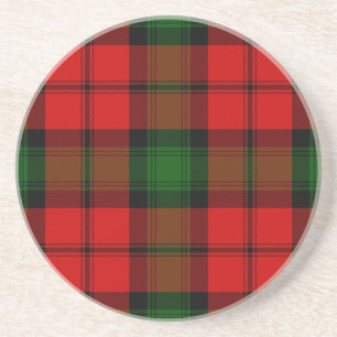 Kerr tartan red green plaid coaster