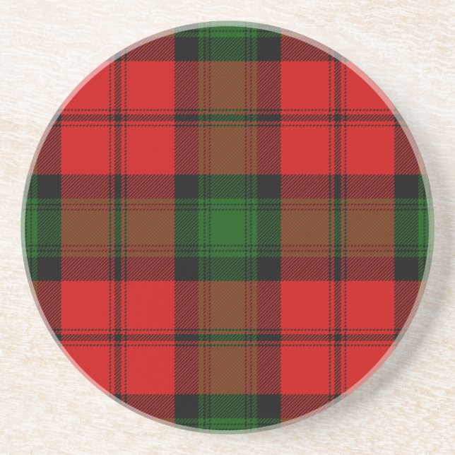 Kerr tartan red green plaid coaster (Front)