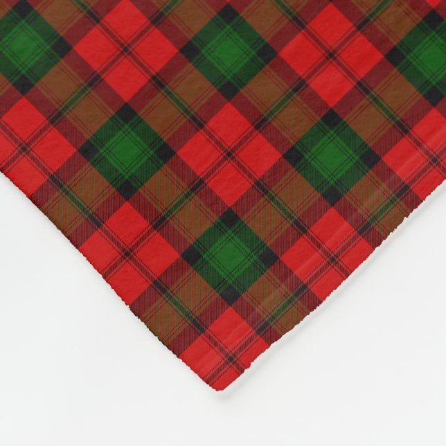Kerr tartan red green plaid fleece blanket (Corner)