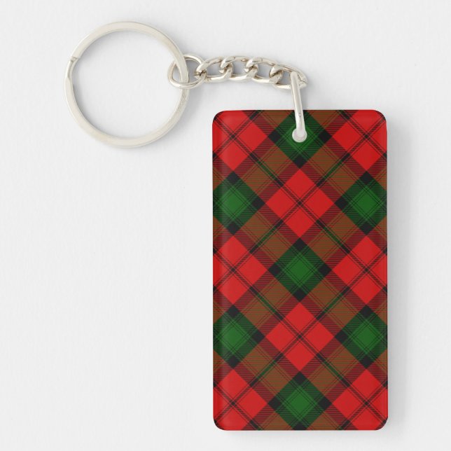 Kerr tartan red green plaid key ring (Front)