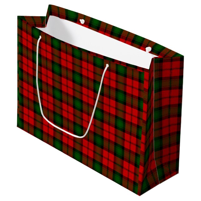 Kerr tartan red green plaid large gift bag (Front Angled)