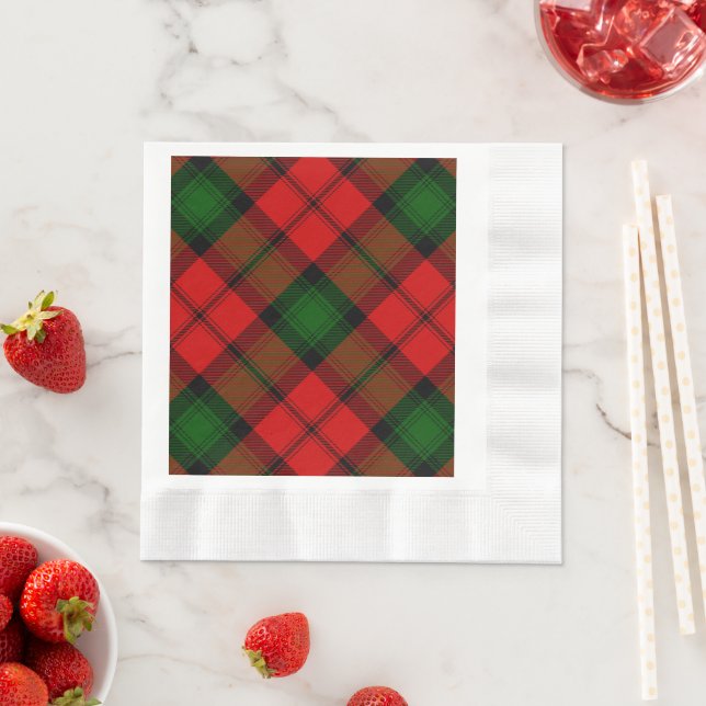 Kerr tartan red green plaid napkin (Insitu)