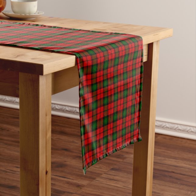 Kerr tartan red green plaid short table runner (In Situ)