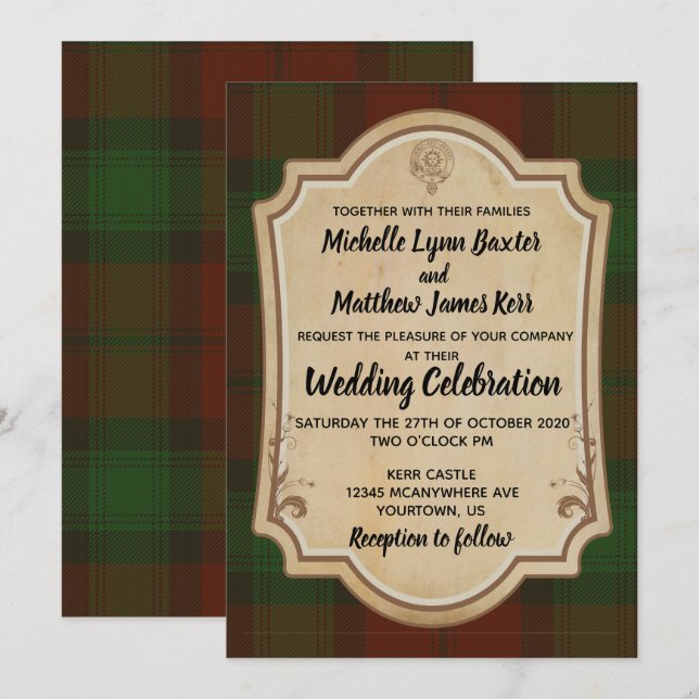 Kerr Tartan Wedding Invitation (Front/Back)