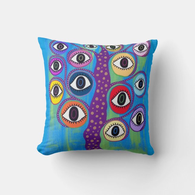 Kerri Ambrosino Pillow Art Evil Eye Tree of Life (Front)