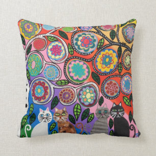 Kerri Ambrosino Pillow Art Tree of Life Cats