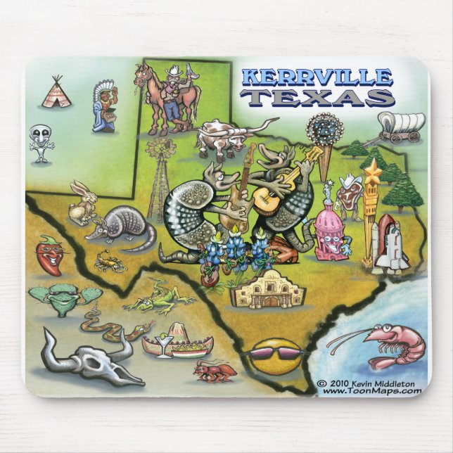 Kerrville TEXAS Map Tee Mouse Mat (Front)