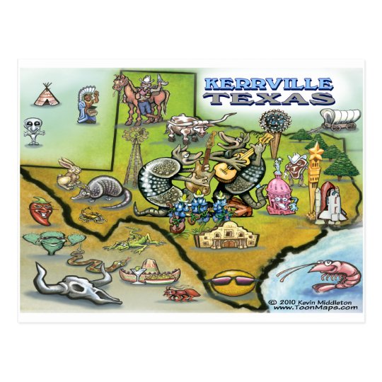 Kerrville TEXAS Map Tee Postcard