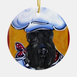 Kerry Blue Terrier Chef Ceramic Tree Decoration