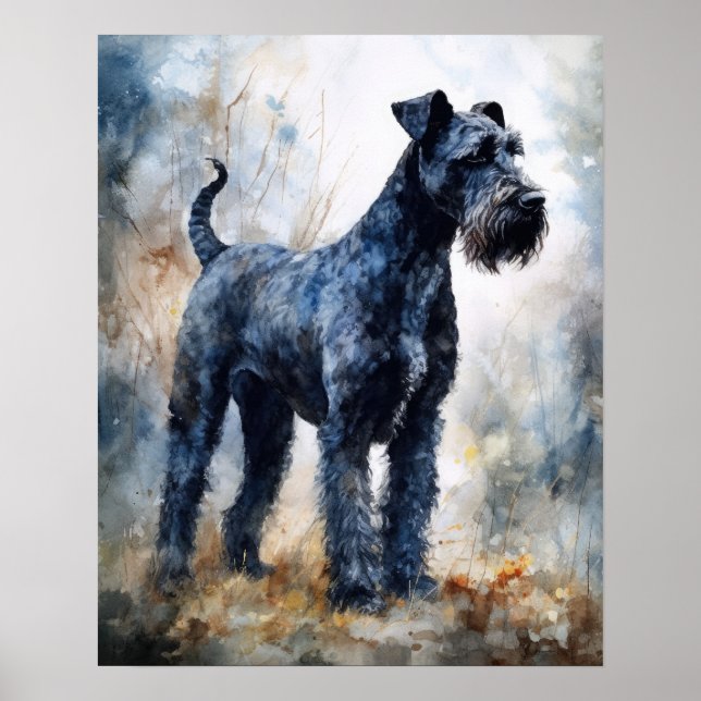 Kerry Blue Terrier Dog Art Print Poster (Front)