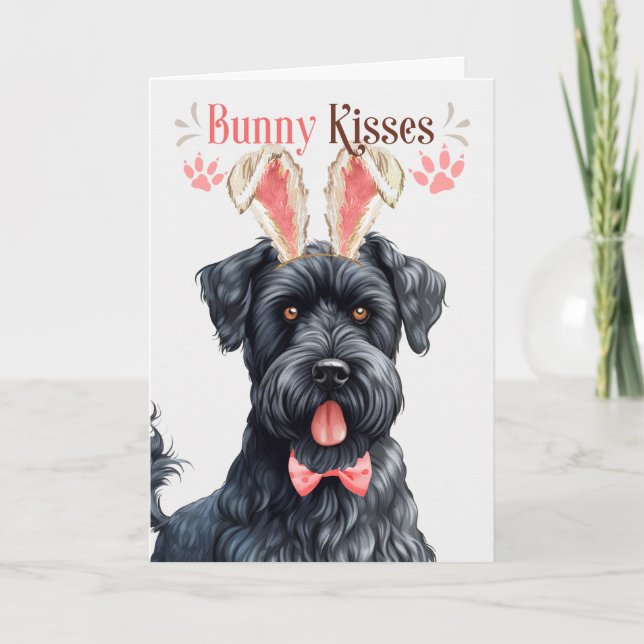 Kerry Blue Terrier Dog Bunny Ears for Easter Holiday Card (Front)