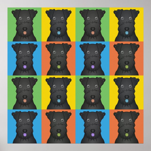 Kerry Blue Terrier Dog Cartoon Pop-Art Poster (Front)