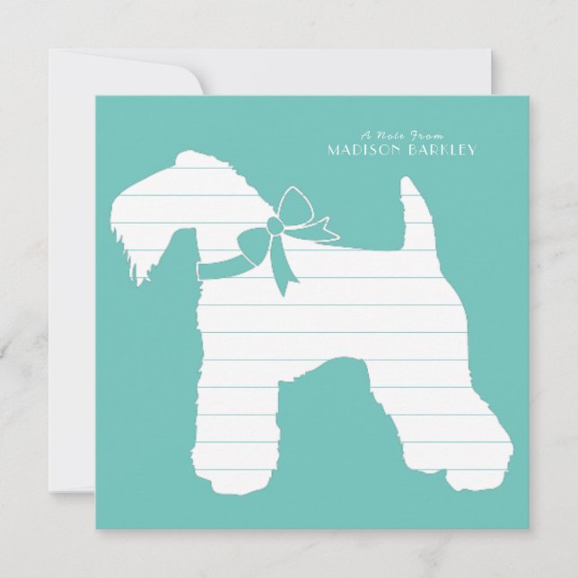 Kerry Blue Terrier Dog Puppy Thank You Card (Front)