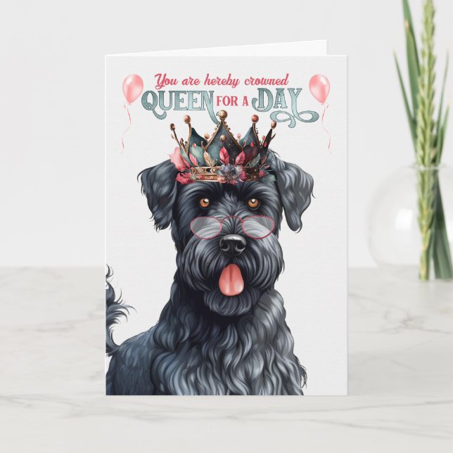 Kerry Blue Terrier Dog Queen Day Funny Birthday Card (Front)